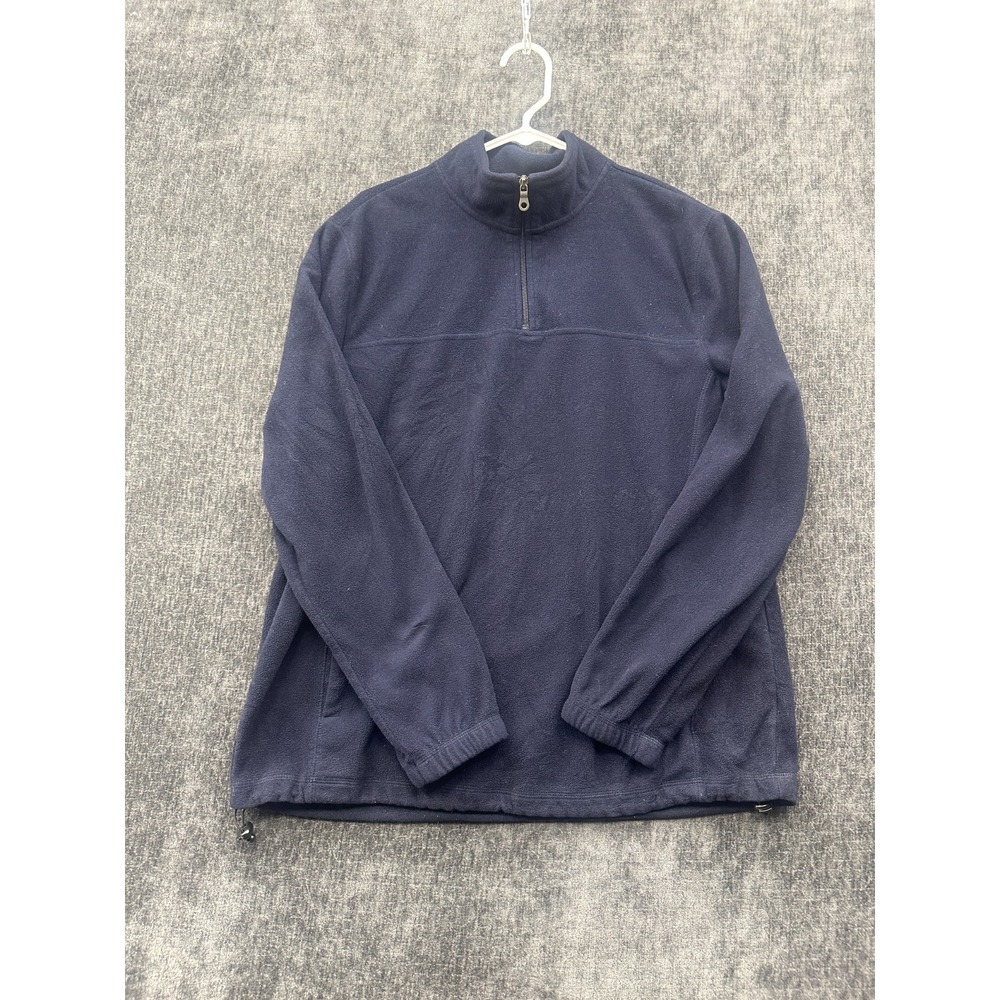 Croft & Barrow Fleece Jacket Mens Navy Blue Mock Neck Quarter Zip Warm Outerwear